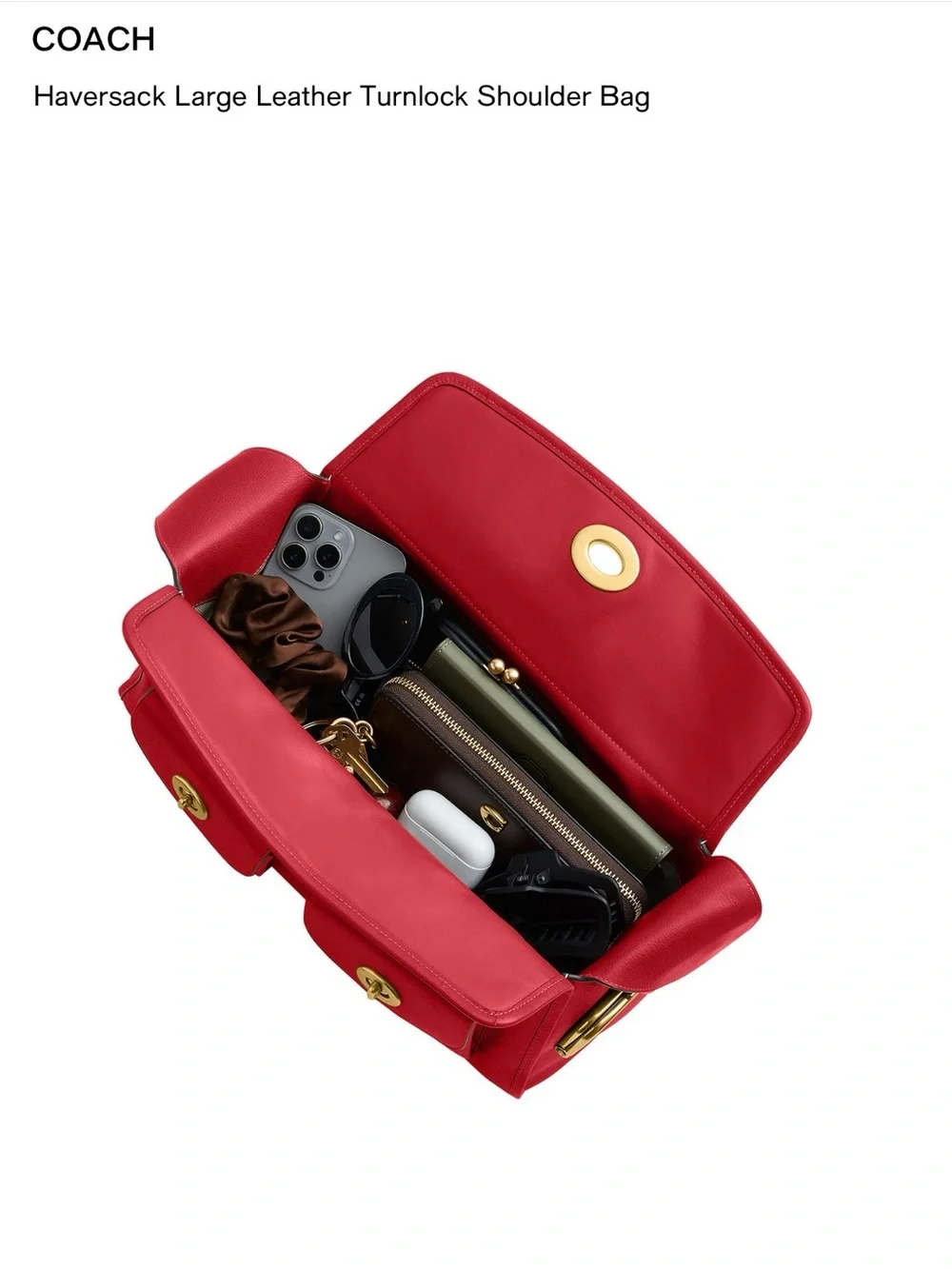 Coach Turnlock Haversack Bag (brass/scarlet)